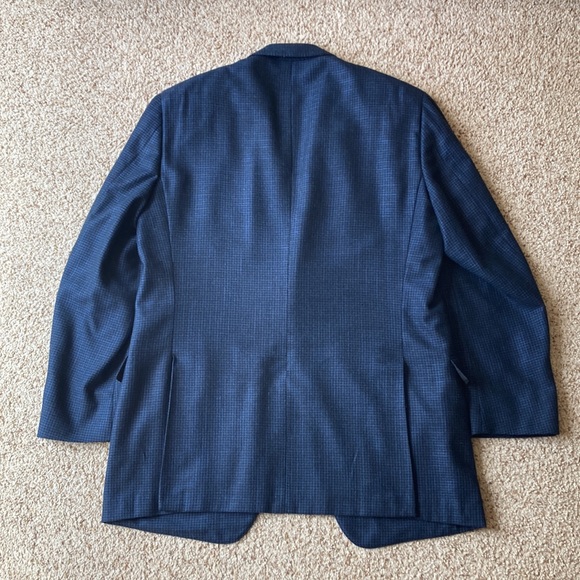 Ermenegildo Zegna Blue Houndstooth Wool 10 Pockets Travel Blazer EU 56 US 44 L - Picture 13 of 16